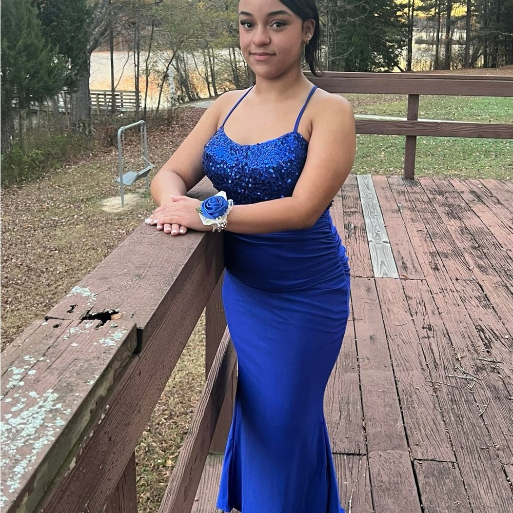 Elegant Blue Sequin Gown